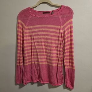 525 America Pink and Yellow Striped Long Sleeve Sweater